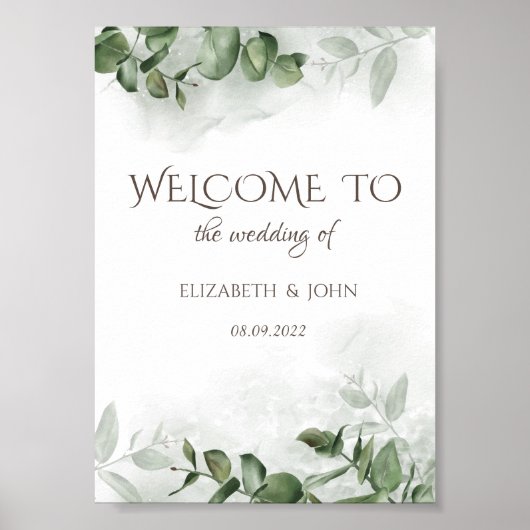 Eukalyptus Greenery Watercolor Save the Date Poster (Vorne)