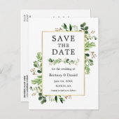 Eukalyptus Greenery Watercolor Save the Date Postkarte (Vorne/Hinten)