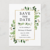 Eukalyptus Greenery Watercolor Save the Date Postkarte (Vorderseite)