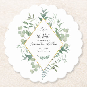 Eukalyptus Greenery Watercolor Save the Date Untersetzer