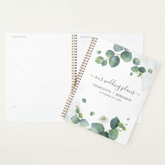 Eukalyptus Greenery Watercolor Script Wedding Planer (Anzeige)