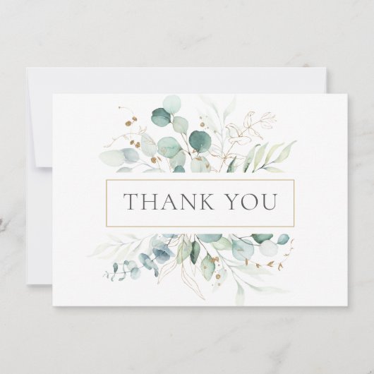 Eukalyptus Greenery Watercolor - Vielen Dank (Vorderseite)