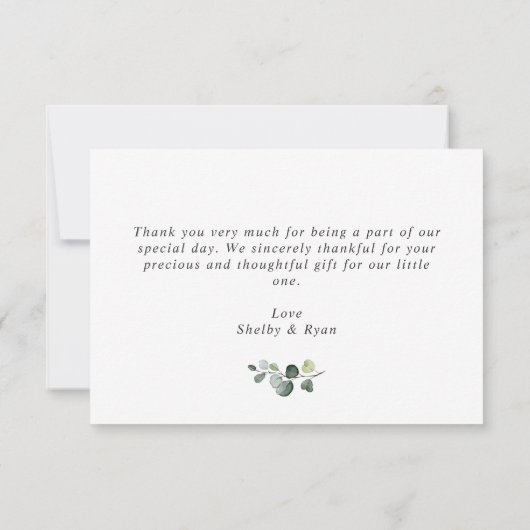 Eukalyptus Greenery Watercolor Wedding Dankeskarte (Rückseite)