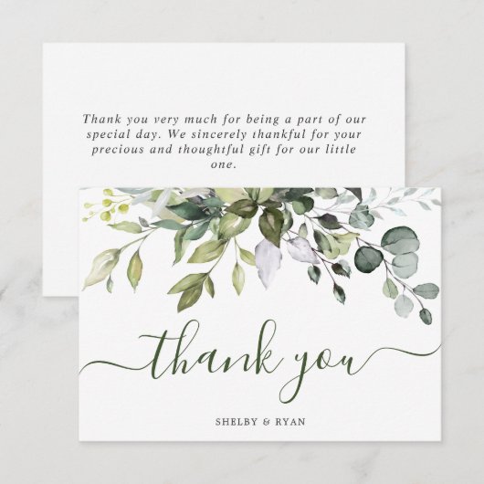 Eukalyptus Greenery Watercolor Wedding Dankeskarte (Vorne/Hinten)
