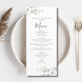Eukalyptus Greenery Watercolor Wedding Flat Menu Menükarte