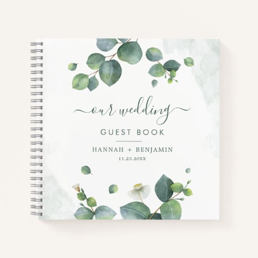Eukalyptus Greenery Watercolor Wedding Gästebuch Notizblock (Vorderseite)