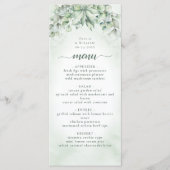 Eukalyptus Greenery Watercolor Wedding Menu Menükarte (Vorderseite)