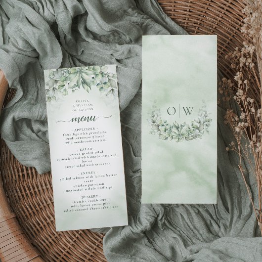 Eukalyptus Greenery Watercolor Wedding Menu Menükarte