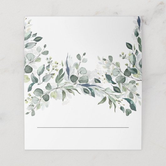Eukalyptus Greenery Watercolor Wedding Platzkarte (Außenseite Aufgefaltet)