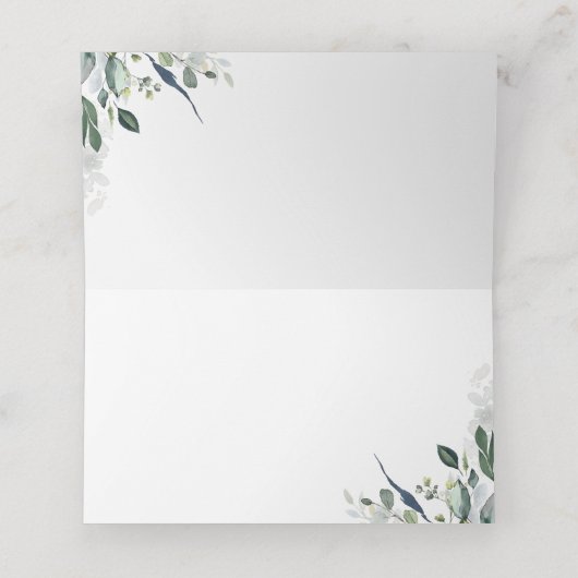 Eukalyptus Greenery Watercolor Wedding Platzkarte (Innenseite Aufgefaltet)