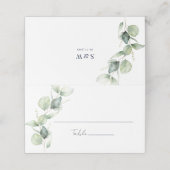 Eukalyptus Greenery Watercolor Wedding Platzkarte (Außenseite Aufgefaltet)