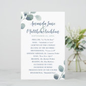 Eukalyptus Greenery Watercolor Wedding Program (Stehend Vorderseite)
