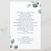 Eukalyptus Greenery Watercolor Wedding Program (Rückseite)