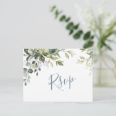 Eukalyptus Greenery Watercolor Wedding RSVP Postkarte (Stehend Vorderseite)