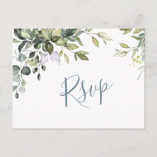 Eukalyptus Greenery Watercolor Wedding RSVP Postkarte (Vorderseite)
