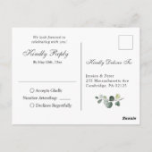 Eukalyptus Greenery Watercolor Wedding RSVP Postkarte (Rückseite)