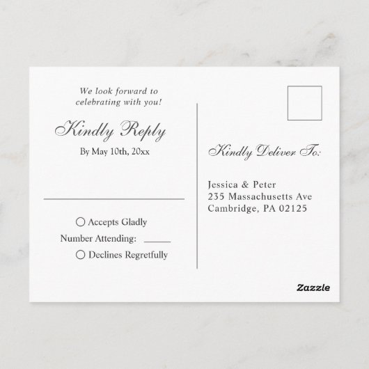 Eukalyptus Greenery Watercolor Wedding RSVP Postkarte (Rückseite)