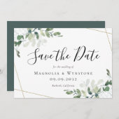 Eukalyptus Greenery Watercolor Wedding Save The Date (Vorne/Hinten)