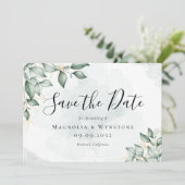 Eukalyptus Greenery Watercolor Wedding Save The Date (Stehend Vorderseite)