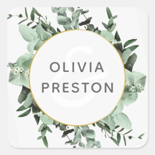 Eukalyptus Greenery Watercolor Wedding Sticker (Vorderseite)