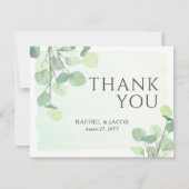 Eukalyptus Greenery Watercolor Wedding Vielen Dank Dankeskarte (Vorderseite)