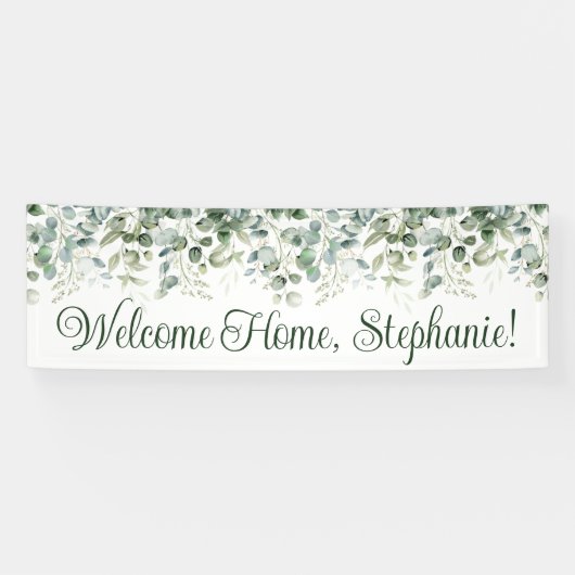 Eukalyptus Greenery Watercolor - Zuhause Long Banner (Horizontal)