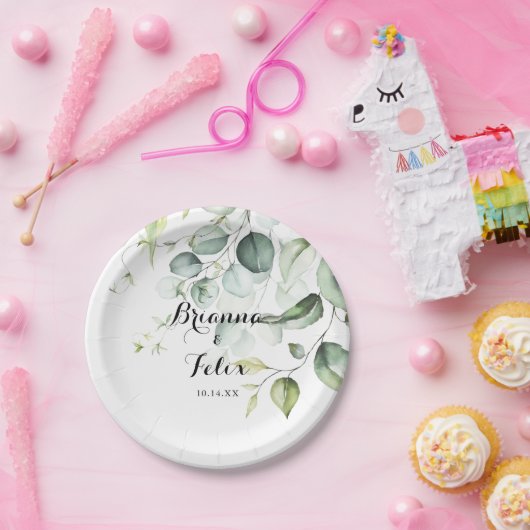 Eukalyptus Greenery Wedding Cake Pappteller (Party)