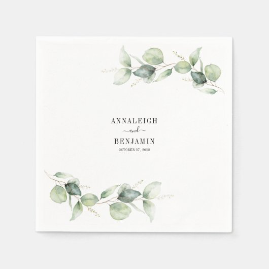 Eukalyptus Greenery Wedding Cocktail Serviette (Vorderseite)