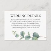 Eukalyptus Greenery Wedding Details Begleitkarte (Vorderseite)