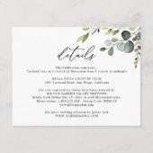 Eukalyptus Greenery Wedding Details Horizontal Begleitkarte (Vorderseite)