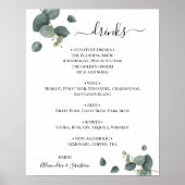 Eukalyptus Greenery Wedding Drinks Menü Signatur Poster (Vorne)