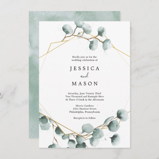 Eukalyptus Greenery Wedding Einladung (Vorne/Hinten)