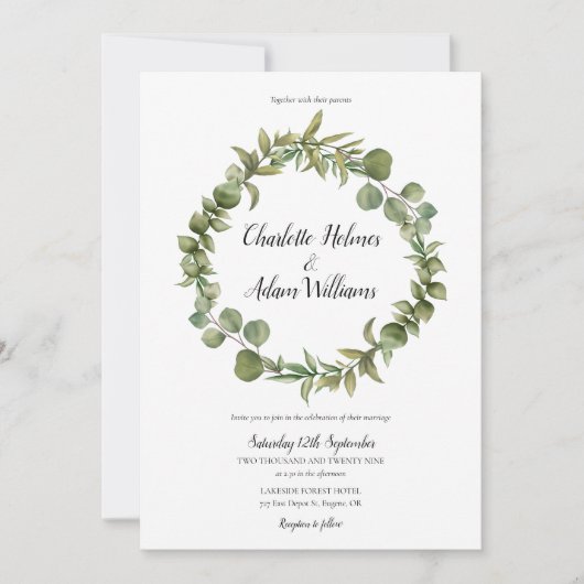 Eukalyptus Greenery Wedding Einladung (Vorderseite)