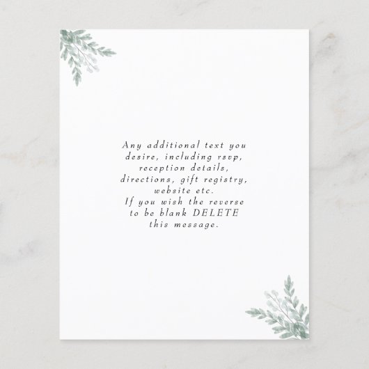 Eukalyptus Greenery Wedding Einladung (Rückseite)