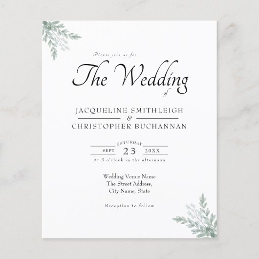 Eukalyptus Greenery Wedding Einladung (Vorderseite)