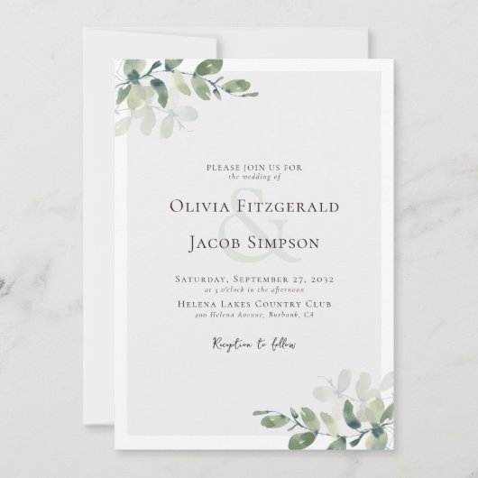 Eukalyptus Greenery Wedding Einladung (Vorderseite)