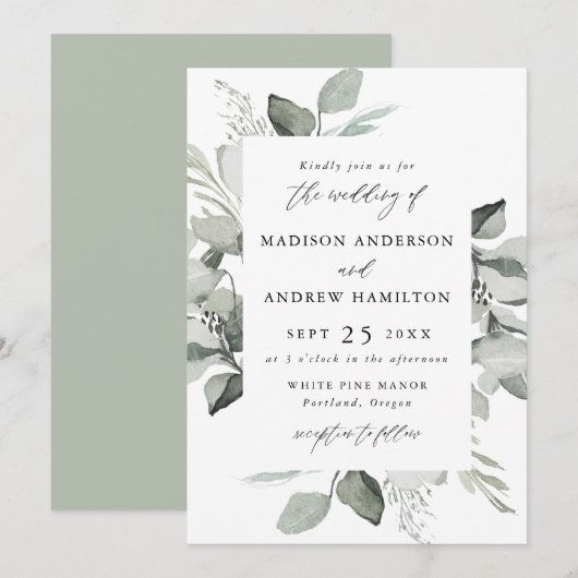 Eukalyptus Greenery Wedding Einladung (Vorne/Hinten)