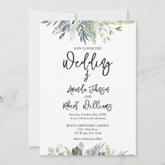 Eukalyptus Greenery Wedding Einladung (Vorderseite)