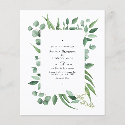 Eukalyptus Greenery Wedding Einladung Flyer (Vorne)