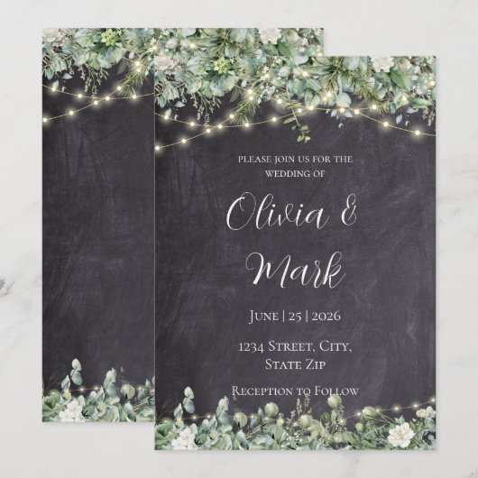 Eukalyptus Greenery Wedding Einladung | Rustikal (Vorne/Hinten)