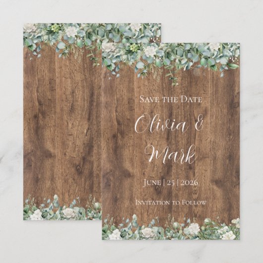 Eukalyptus Greenery Wedding Einladung | Rustikal (Vorne/Hinten)