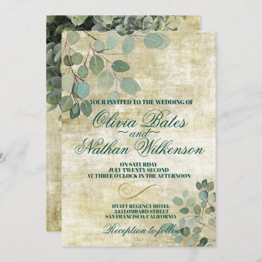 Eukalyptus Greenery Wedding Einladungen (Vorne/Hinten)