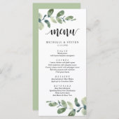 Eukalyptus Greenery Wedding Elopement Dinner Menu Menükarte (Vorne/Hinten)