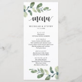 Eukalyptus Greenery Wedding Elopement Dinner Menu Menükarte (Vorderseite)