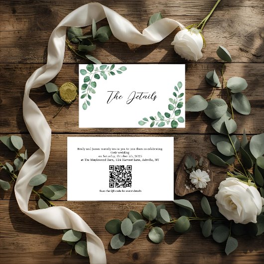 Eukalyptus Greenery Wedding Enclosure Card mit QR Begleitkarte