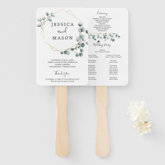Eukalyptus Greenery Wedding Fan Programm Fächer (Vorne und Hinten)