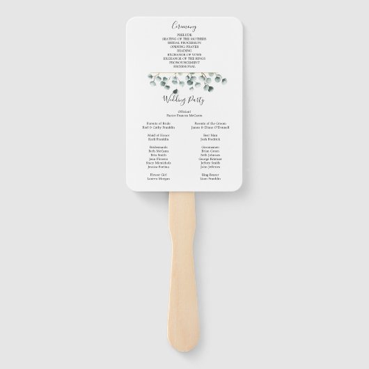 Eukalyptus Greenery Wedding Fan Programm Fächer (Rückseite)
