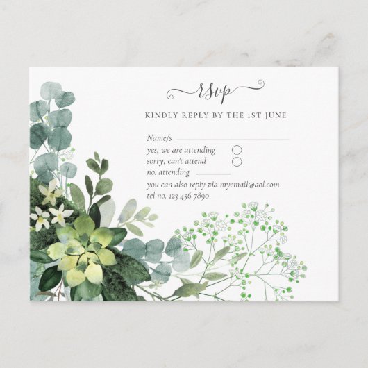 Eukalyptus Greenery Wedding Foliage Postkarte (Vorderseite)