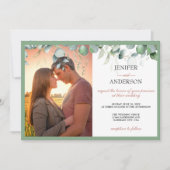 Eukalyptus Greenery Wedding Foto Einladung (Vorderseite)