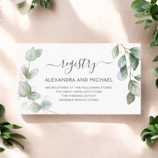 Eukalyptus Greenery Wedding Gift Registry Visitenkarte